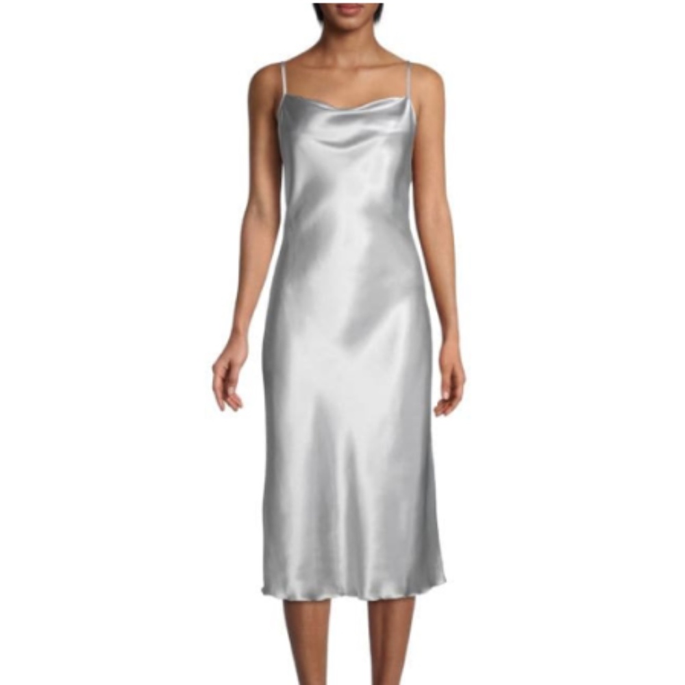 Bebe Y2K Silver Satin Slip Dress